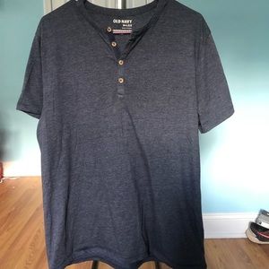 Old Navy Heathered Dark Gray Quarter Button Down